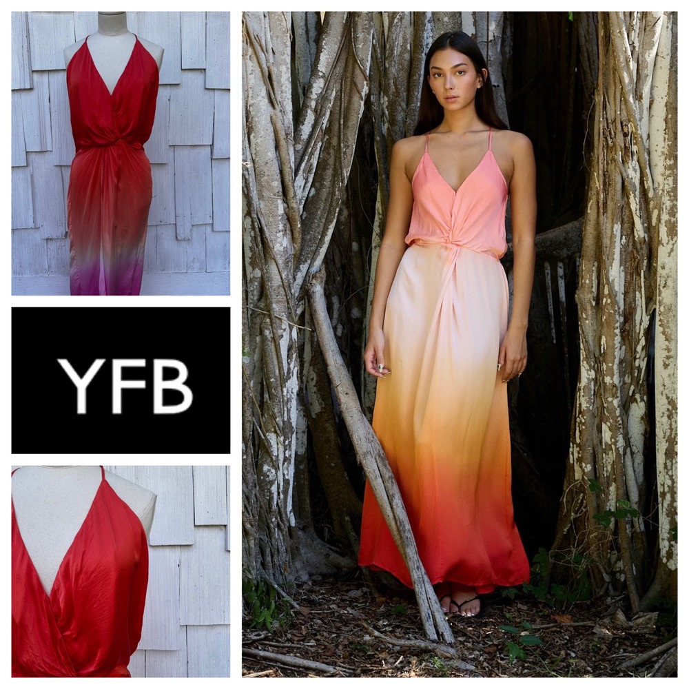 Young Fabulous & Broke Siren Ombre Maxi Dress Red Pink Orange‎ Size S